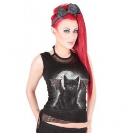 T-shirt Gothique avec filet Spiral Direct Bat Cat - FM132199