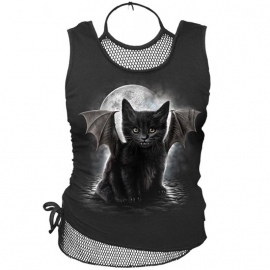 T-shirt Gothique avec filet Spiral Direct Bat Cat - FM132199