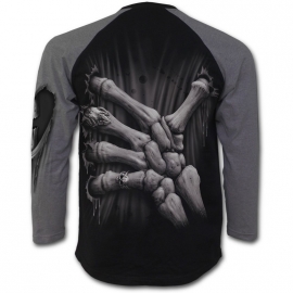 Spiral Direct Death Grip T-Shirt Spiral Direct T-Shirt Gothique Manches Longues Noir et Gris