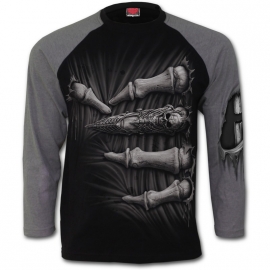 Spiral Direct Death Grip T-Shirt Spiral Direct T-Shirt Gothique Manches Longues Noir et Gris