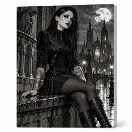 Toile sur Ch&acirc;ssis "Goth Black & White" 007