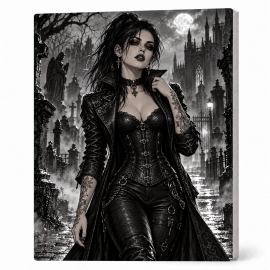 Toile sur Ch&acirc;ssis "Goth Black & White" 012